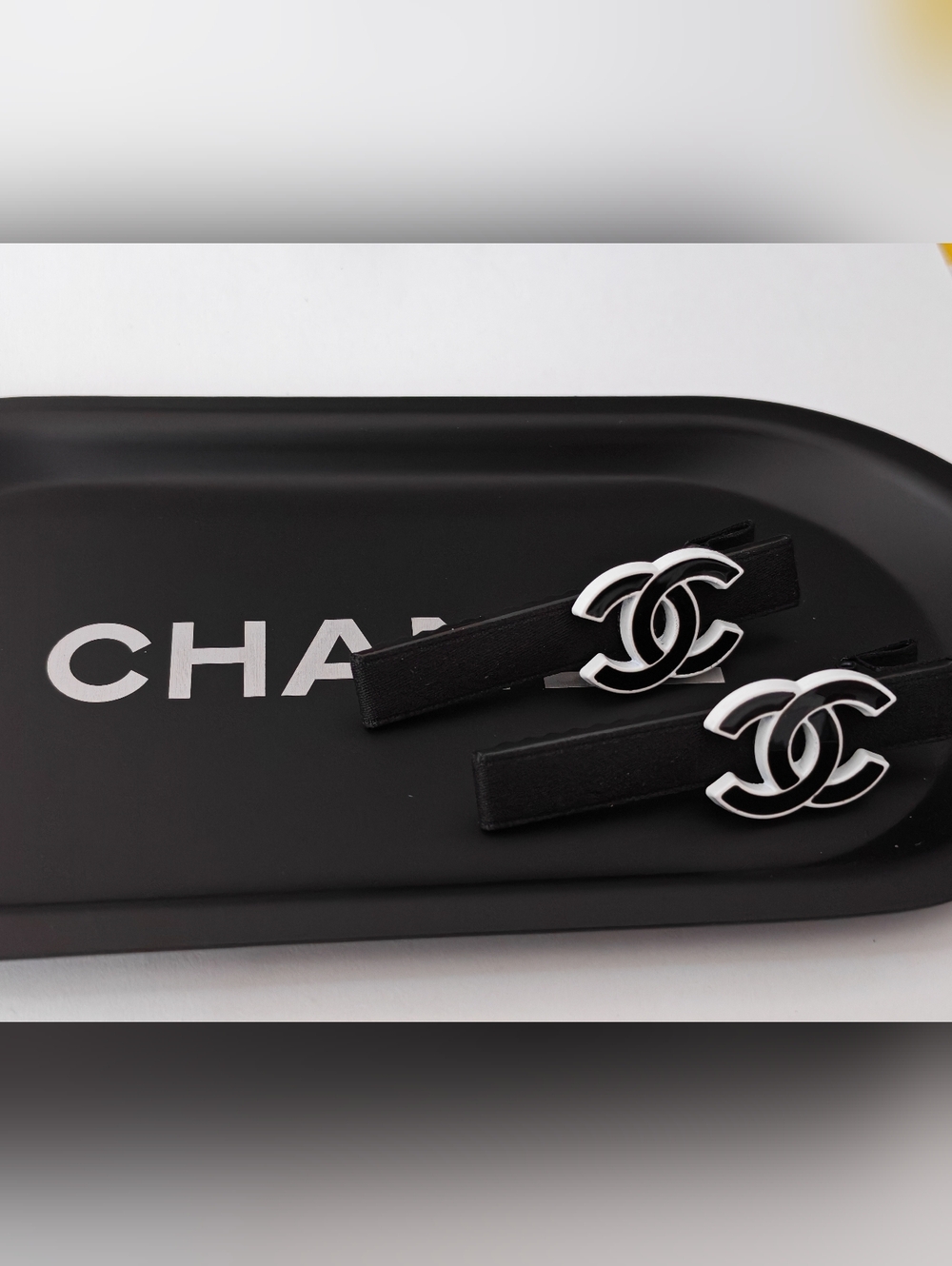 Chanel Black and White CC Hair Clips